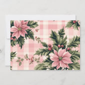 Prettig kerstfeest Roze ruit poinsettia foto Feestdagenkaart (Achterkant)