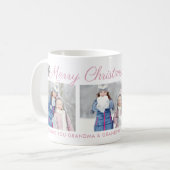Prettig kerstfeest Roze Script Custom Fotocollage Koffiemok (Voorkant links)