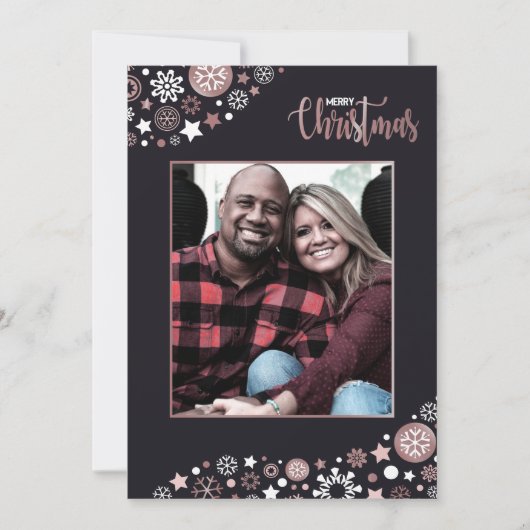 Prettig kerstfeest roze sneeuwvlokken feestdagenkaart (Voorkant)