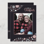 Prettig kerstfeest roze sneeuwvlokken feestdagenkaart (Voorkant / Achterkant)