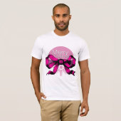 Prettig kerstfeest roze strik t-shirt (Voorkant volledig)
