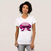 Prettig kerstfeest roze strik t-shirt (Voorkant volledig)