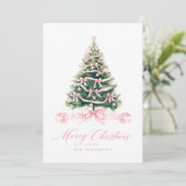 Prettig kerstfeest Roze Winter Feestdagenkaart (Staand voorkant)