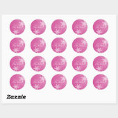 Prettig kerstfeest Roze Witte Sneeuwvlok Minimalis Ronde Sticker (Vel)