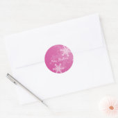 Prettig kerstfeest Roze Witte Sneeuwvlok Minimalis Ronde Sticker (Envelop)