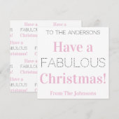 Prettig kerstfeest Roze Witte Typografie Feestdagenkaart (Voorkant / Achterkant)