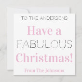 Prettig kerstfeest Roze Witte Typografie Feestdagenkaart (Voorkant)