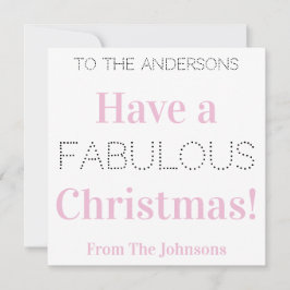 Prettig kerstfeest Roze Witte Typografie Feestdagenkaart