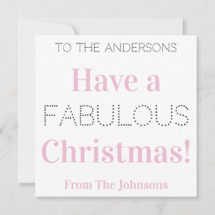 Prettig kerstfeest Roze Witte Typografie Feestdagenkaart