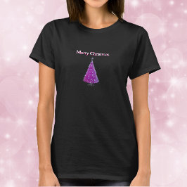 Prettig kerstfeest Roze Zilveren Glans Als Boom T-shirt
