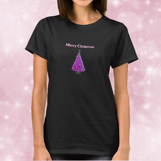 Prettig kerstfeest Roze Zilveren Glans Als Boom T-shirt
