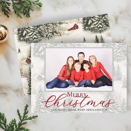 Prettig kerstfeest Rustic Bosgezin Foto Feestdagenkaart