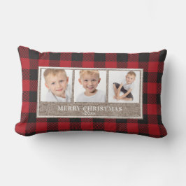 Prettig kerstfeest Rustic Rode Buffalo Plaid 3 Fot Kussen