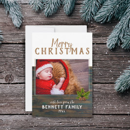 Prettig kerstfeest Rustieke dennenboom Vakantiefot Feestdagenkaart