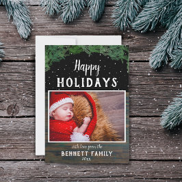 Prettig Kerstfeest Rustieke Hout Moderne Kerst Fot Feestdagenkaart