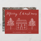 Prettig kerstfeest Rustieke met de hand getekende Feestdagenkaart (Voorkant / Achterkant)