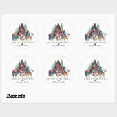 Prettig kerstfeest | Rustieke winter hut bos Ronde Sticker (Vel)