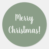 Prettig kerstfeest Sage Green Typografie Kerstmis Ronde Sticker (Voorkant)