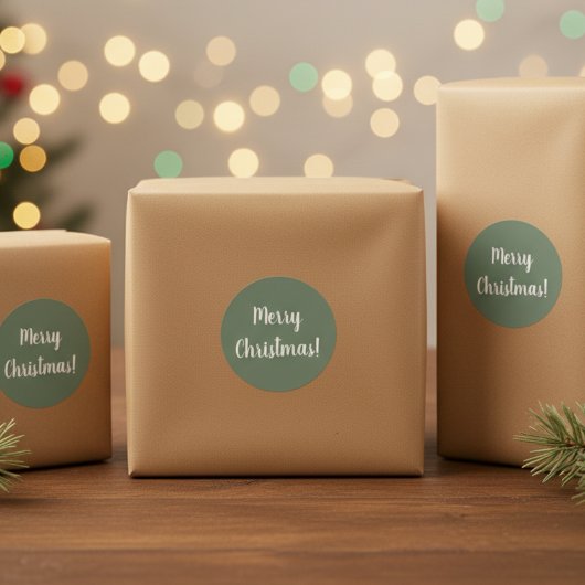 Prettig kerstfeest Sage Green Typografie Kerstmis Ronde Sticker