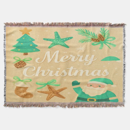 Prettig Kerstfeest Sage Groen Deken (Voorkant)