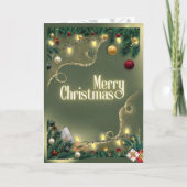 Prettig kerstfeest Sage Kaart (Voorkant)