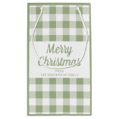 Prettig kerstfeest saliegroene ruit klein cadeauzakje (Achterkant)