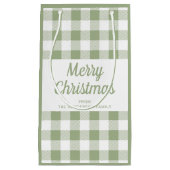 Prettig kerstfeest saliegroene ruit klein cadeauzakje (Voorkant)