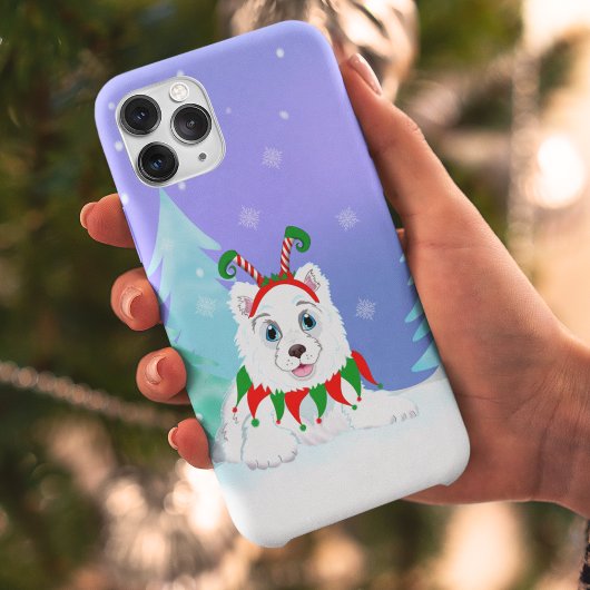 Prettig kerstfeest Samojeed met Elf hoofdtelefoon Case-Mate iPhone Case