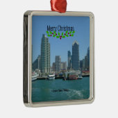 Prettig kerstfeest, San Diego skyline, Metalen Ornament (Rechts)