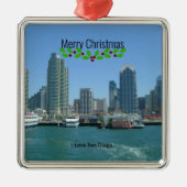 Prettig kerstfeest, San Diego skyline, Metalen Ornament (Voorkant)
