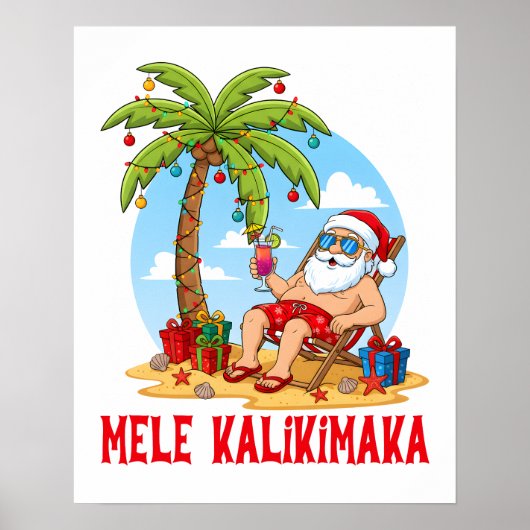 Prettig Kerstfeest Santa Kerstmis Poster (Voorkant)