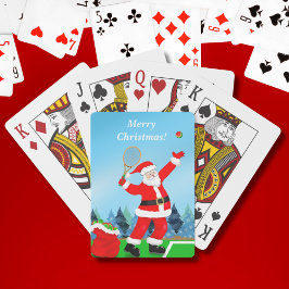 Prettig kerstfeest Santa Tennis Vakantie Pokerkaarten