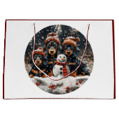 Prettig kerstfeest Saus honden Sneeuwman Groot Cadeauzakje (Voorkant)