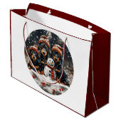 Prettig kerstfeest Saus honden Sneeuwman Groot Cadeauzakje (Achterkant Gekanteld)