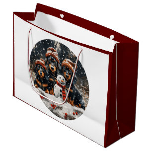 Prettig kerstfeest Saus honden Sneeuwman Groot Cadeauzakje