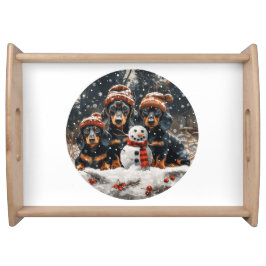 Prettig kerstfeest Saushonden Sneeuwman Dienblad