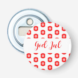 Prettig Kerstfeest Scandinavisch patroon cadeau Button Flesopener