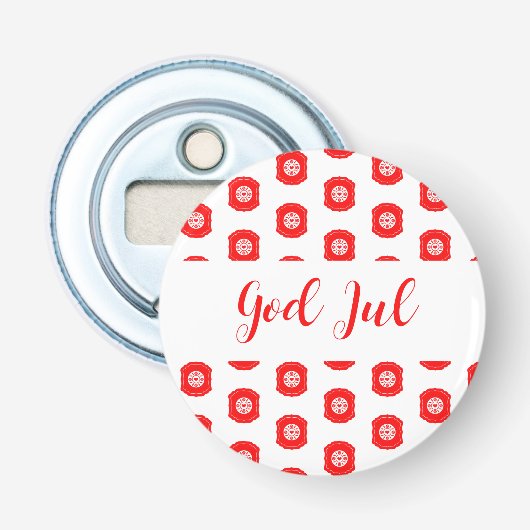Prettig Kerstfeest Scandinavisch patroon cadeau Button Flesopener (Voorkant)