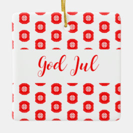 Prettig Kerstfeest Scandinavisch patroon cadeau Keramisch Ornament