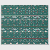 Prettig kerstfeest Scandinavisch patroon Cadeaupapier (Vlak)