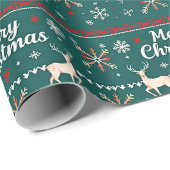 Prettig kerstfeest Scandinavisch patroon Cadeaupapier (Rol Hoek)