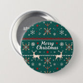 Prettig kerstfeest Scandinavisch patroon Ronde Button 7,6 Cm (Voorkant /achterkant)