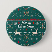 Prettig kerstfeest Scandinavisch patroon Ronde Button 7,6 Cm (Voorkant)