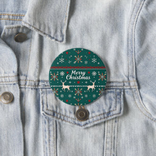 Prettig kerstfeest Scandinavisch patroon Ronde Button 7,6 Cm