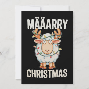 Prettig kerstfeest schapen rendier hoorns Kerstlic Kaart