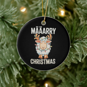 Prettig kerstfeest schapen rendier horens Kerstlic Keramisch Ornament