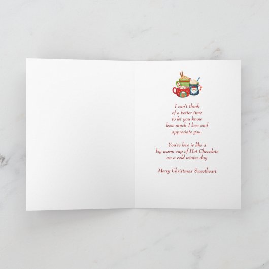 Prettig Kerstfeest Schatje Liefde Warme Chocoladem Feestdagen Kaart (Binnen)