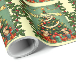 Prettig kerstfeest Schattig Gelukkige Muizen Victo Cadeaupapier
