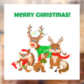 Prettig kerstfeest! Schattig hert, Vossen & Wangza Raamsticker (Vel 2)