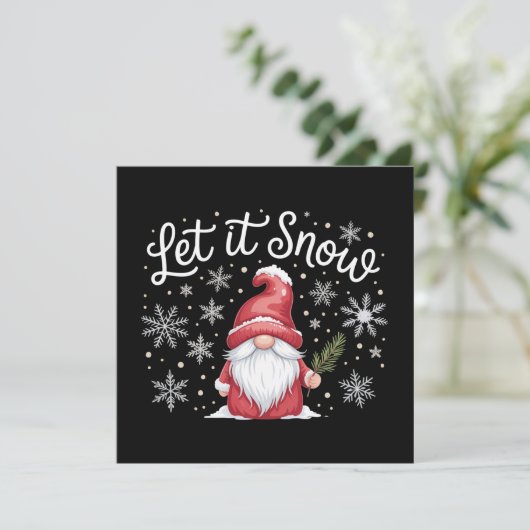 Prettig kerstfeest Schattig kabouter Laat het snee Feestdagenkaart (Staand voorkant)
